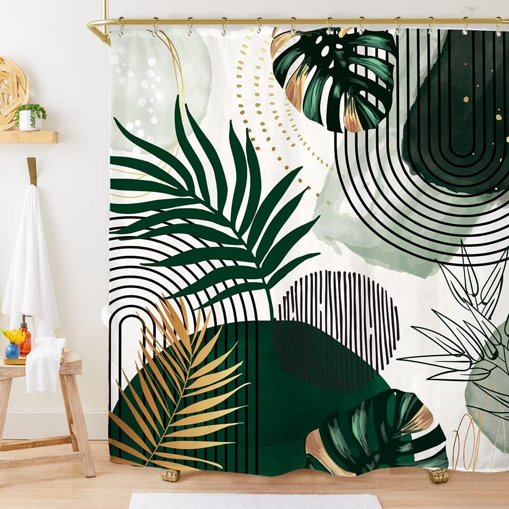 Tropical Leaves Shower Curtain for a Refreshing Bathroom