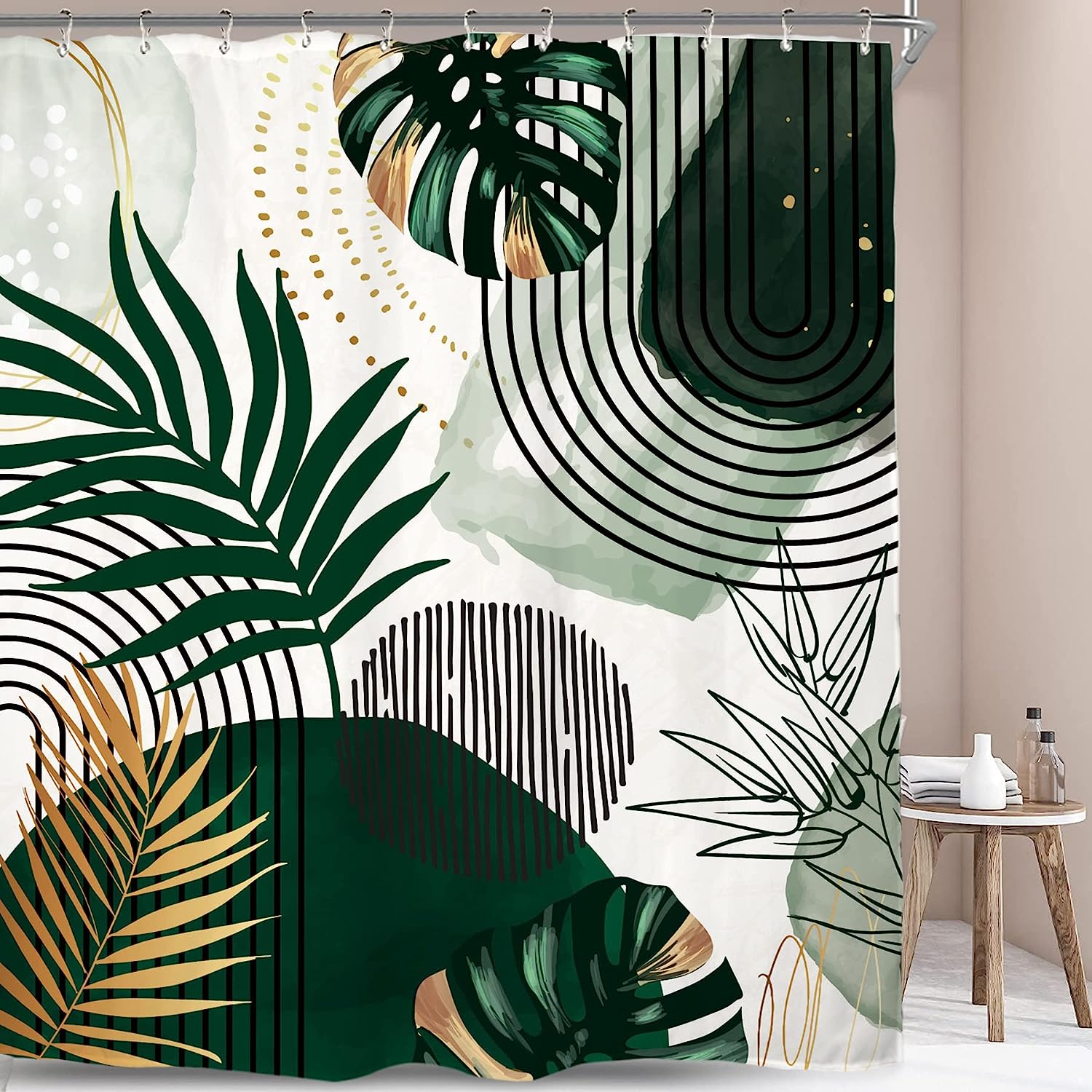 Tropical Leaves Shower Curtain for a Refreshing Bathroom