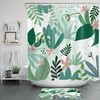 Tropical Leaves and Flowers Shower Curtain for Green Bathroom Decor