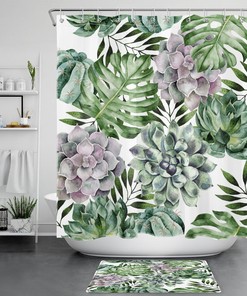 Tropical Monster Leaf Succulent Plants Shower Curtain for a Fun and Adventurous Bathroom