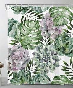 Tropical Monster Leaf Succulent Plants Shower Curtain for a Fun and Adventurous Bathroom