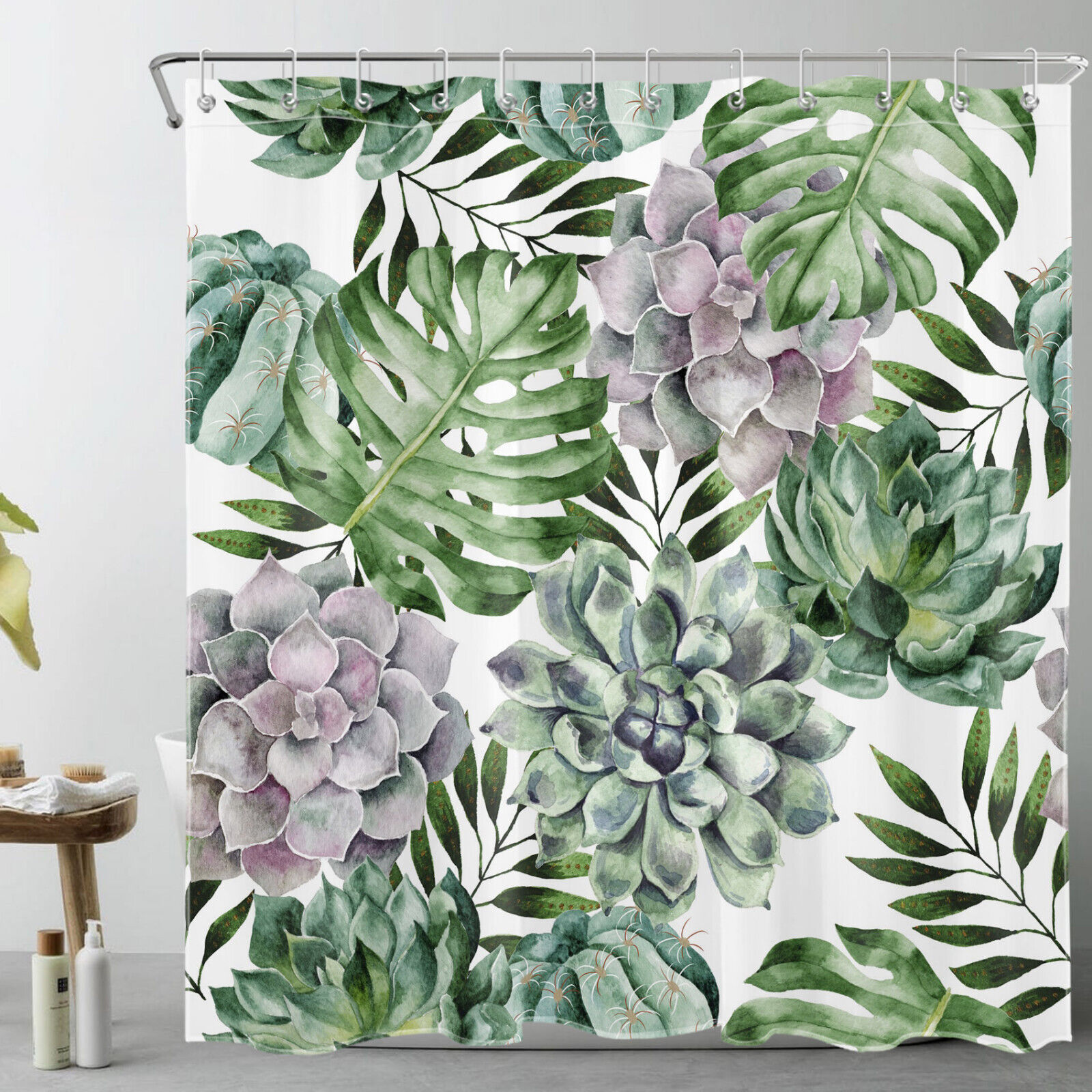 Tropical Monster Leaf Succulent Plants Shower Curtain for a Fun and Adventurous Bathroom