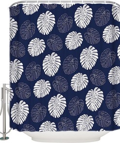 Tropical Monstera Palm Leaf Waterproof Shower Curtain For Bathroom