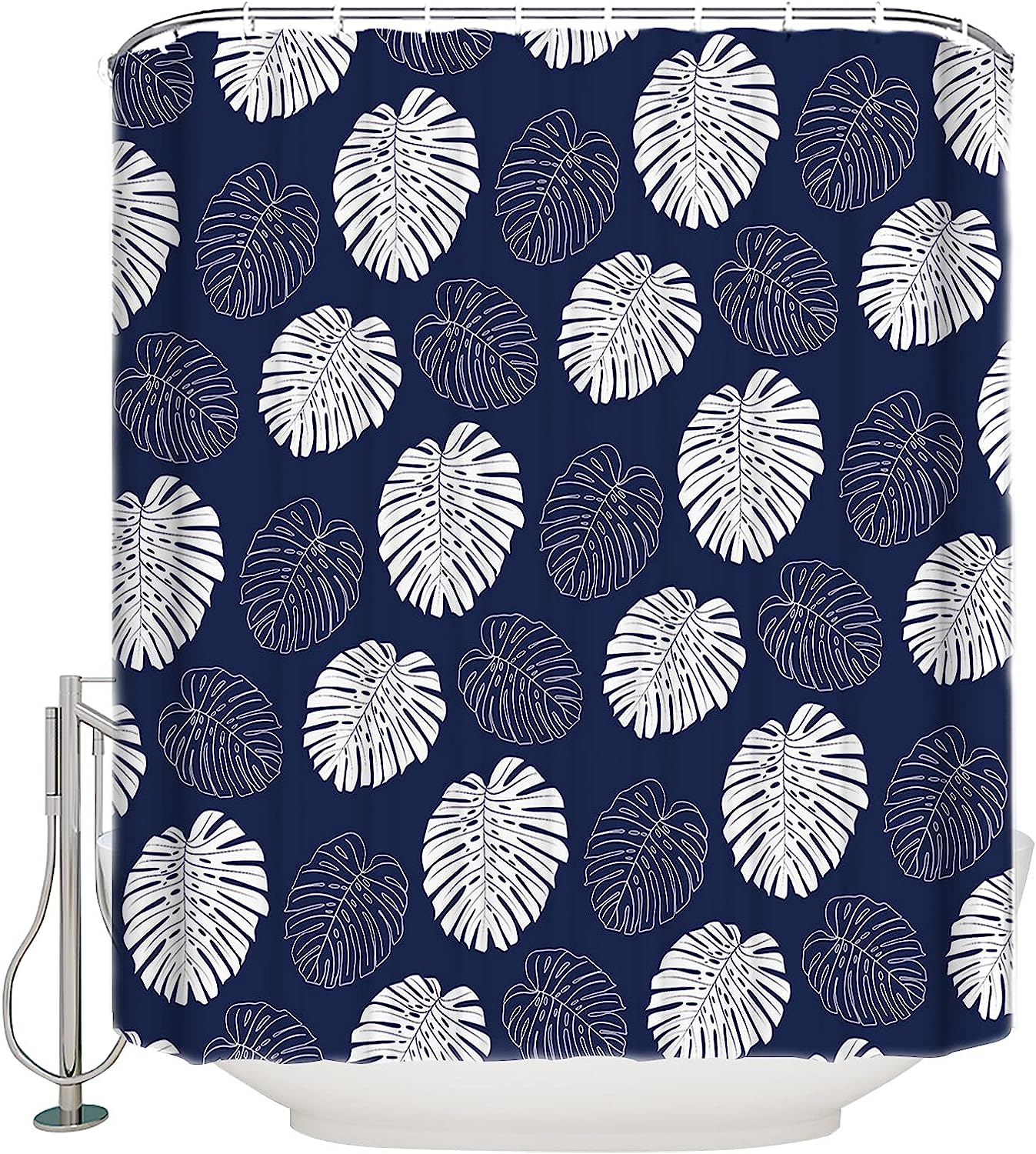 Tropical Monstera Palm Leaf Waterproof Shower Curtain For Bathroom