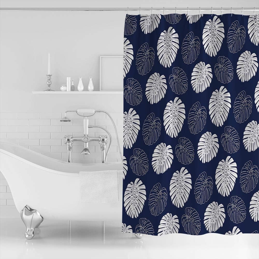 Tropical Monstera Palm Leaf Waterproof Shower Curtain For Bathroom - Image 2