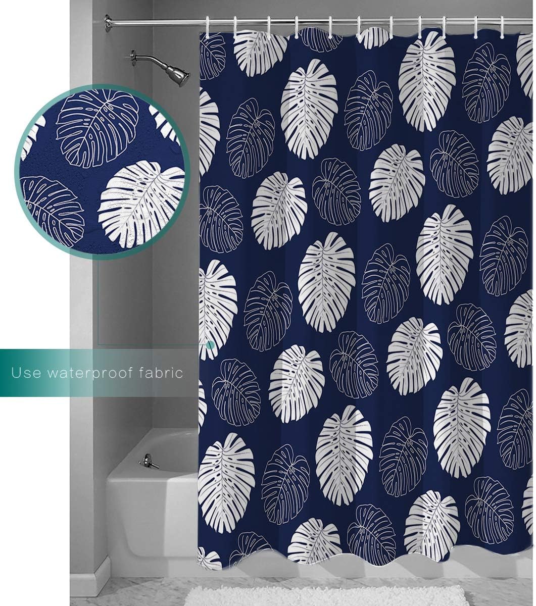 Tropical Monstera Palm Leaf Waterproof Shower Curtain For Bathroom - Image 3