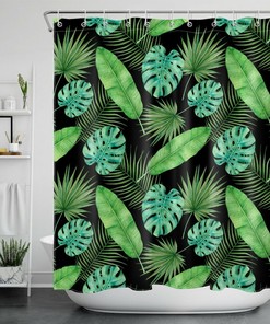 Tropical Monstera Shower Curtain - Exotic Bathroom Accessory