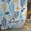 Tropical Ocean Bath Decor Shower Curtain, Coastal Bath Decor with Ocean Blue Design 