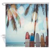 Tropical Ocean Surfing Shower Curtain, Waterproof Fabric for Bathroom Decor 