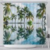Tropical Ocean View Reflection Palm Tree Shower Curtain for Bathroom Decor