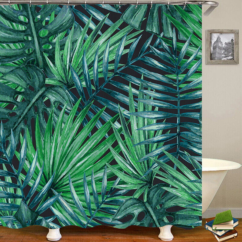 Tropical Palm Leaf Bath Tub Shower Curtain, Chic Bathroom Decor - Image 4