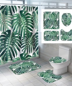 Tropical Palm Leaf Bathroom Shower Curtain Lid for Vintage Bathroom Shower Curtains 