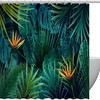 Tropical Palm Leaf Green Fabric Shower Curtain for Bathroom Decor