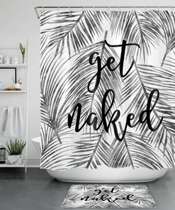 Tropical Palm Leaf Shower Curtain For Bathroom