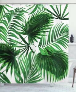Tropical Palm Leaf Shower Curtain - Nature Bathroom Accessory