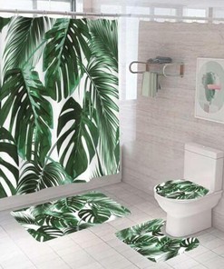 Tropical Palm Leaf Shower Curtain for Bathrooms, Decorative and Unique 