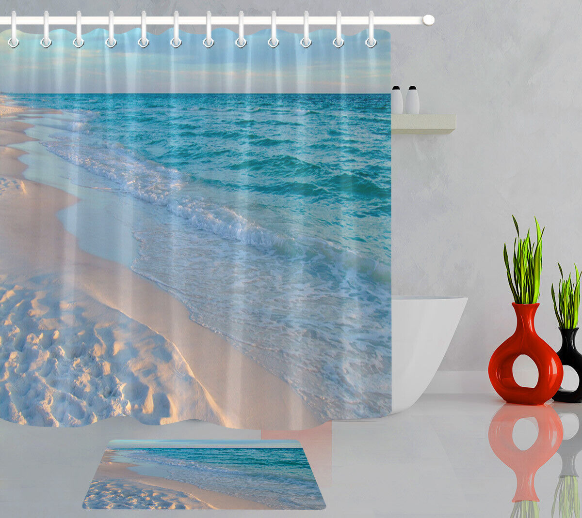 Tropical Palm Leaf Water-Repellent Curtain