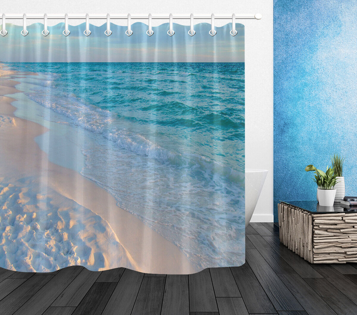 Tropical Palm Leaf Water-Repellent Curtain - Image 2