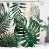 Tropical Palm Leaves Emerald Green Gold Shower Curtain for Botanical Bathroom