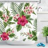 Tropical Palm Leaves Flower Shower Curtain for Summer Bathroom Decor 