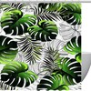 Tropical Palm Leaves Green Fabric Shower Curtain for Bathroom Decor