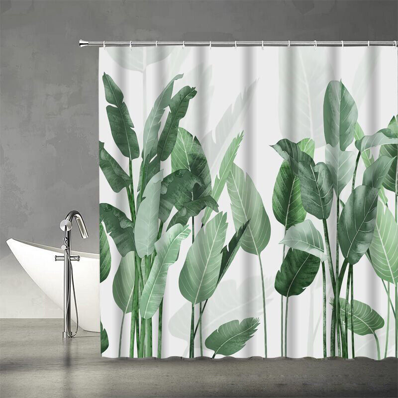 Tropical Palm Leaves Leaf Plants Print Vintage Shower Curtain #3, for Bathroom Decor