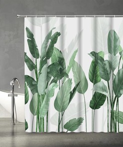 Tropical Palm Leaves Printed Shower Curtain For Plant-Loving Bathrooms