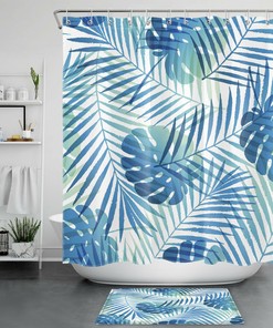 Tropical Palm Leaves Shower Curtain - Botanical Bathroom Accessories