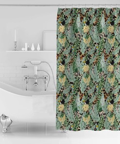 Tropical Palm Leaves Shower Curtain, Waterproof and Washable Bathroom Decor