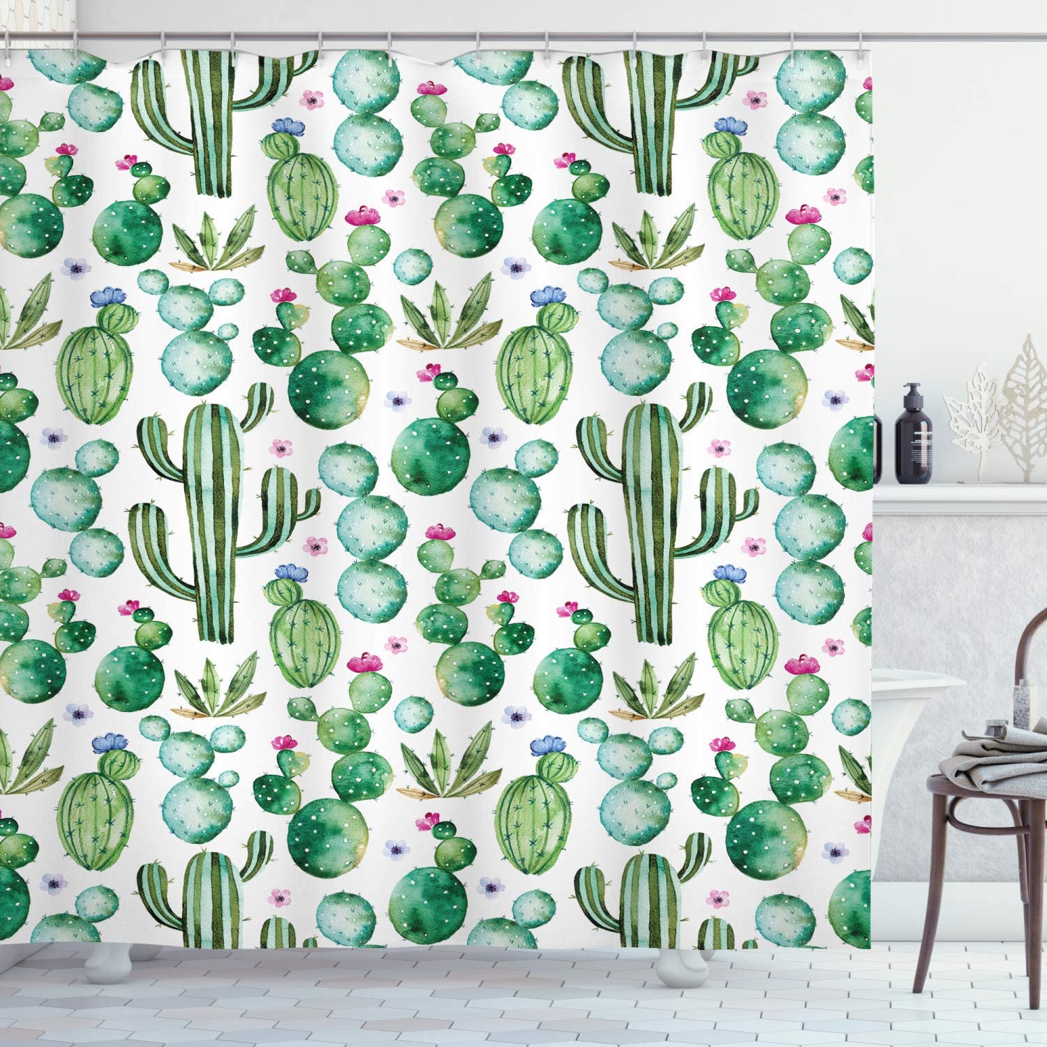 Tropical Palm Tree Leaves Branches Botanical Photo Jungle Garden Nature Eco Theme Shower Curtain