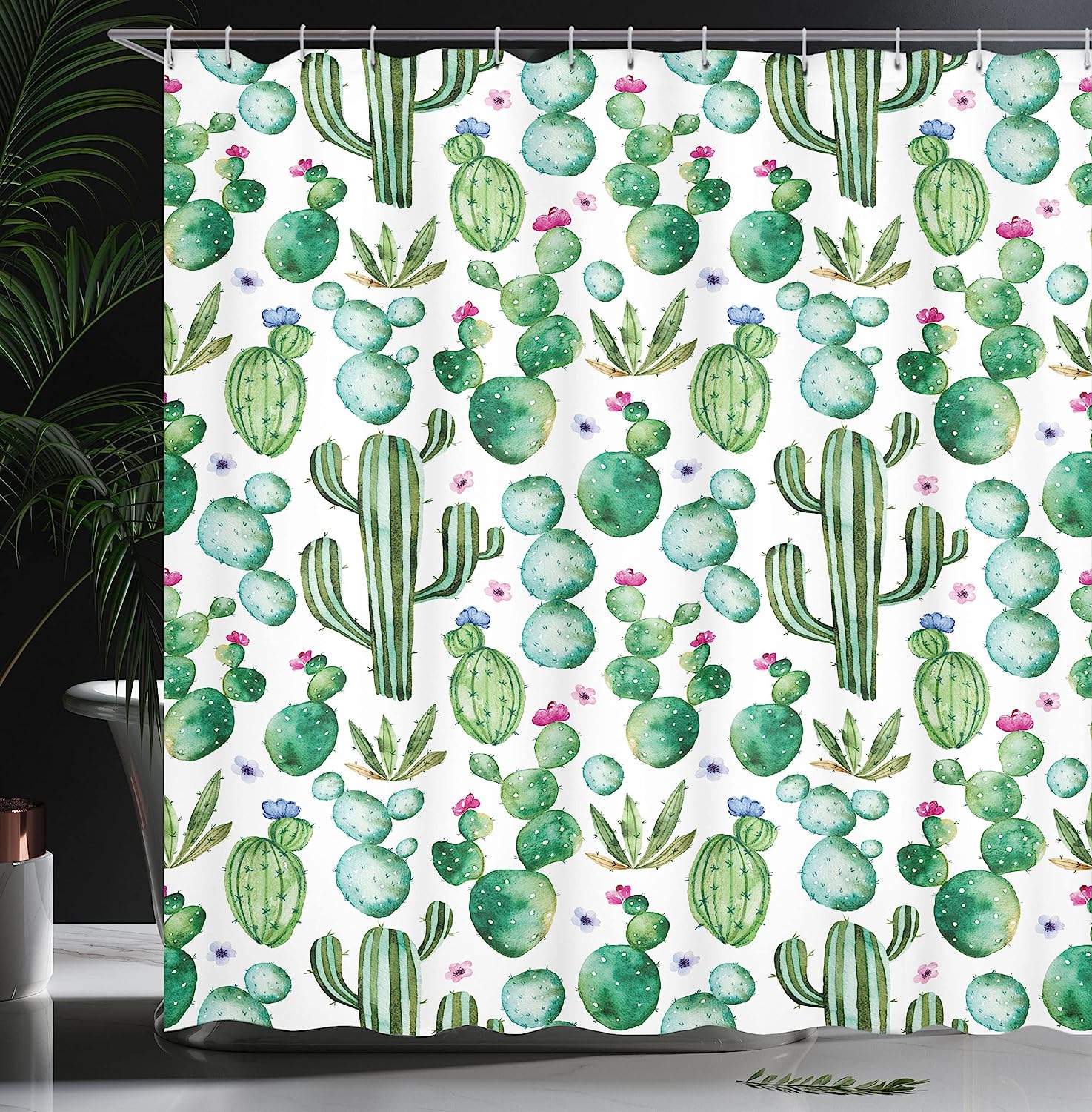 Tropical Palm Tree Leaves Branches Botanical Photo Jungle Garden Nature Eco Theme Shower Curtain - Image 3
