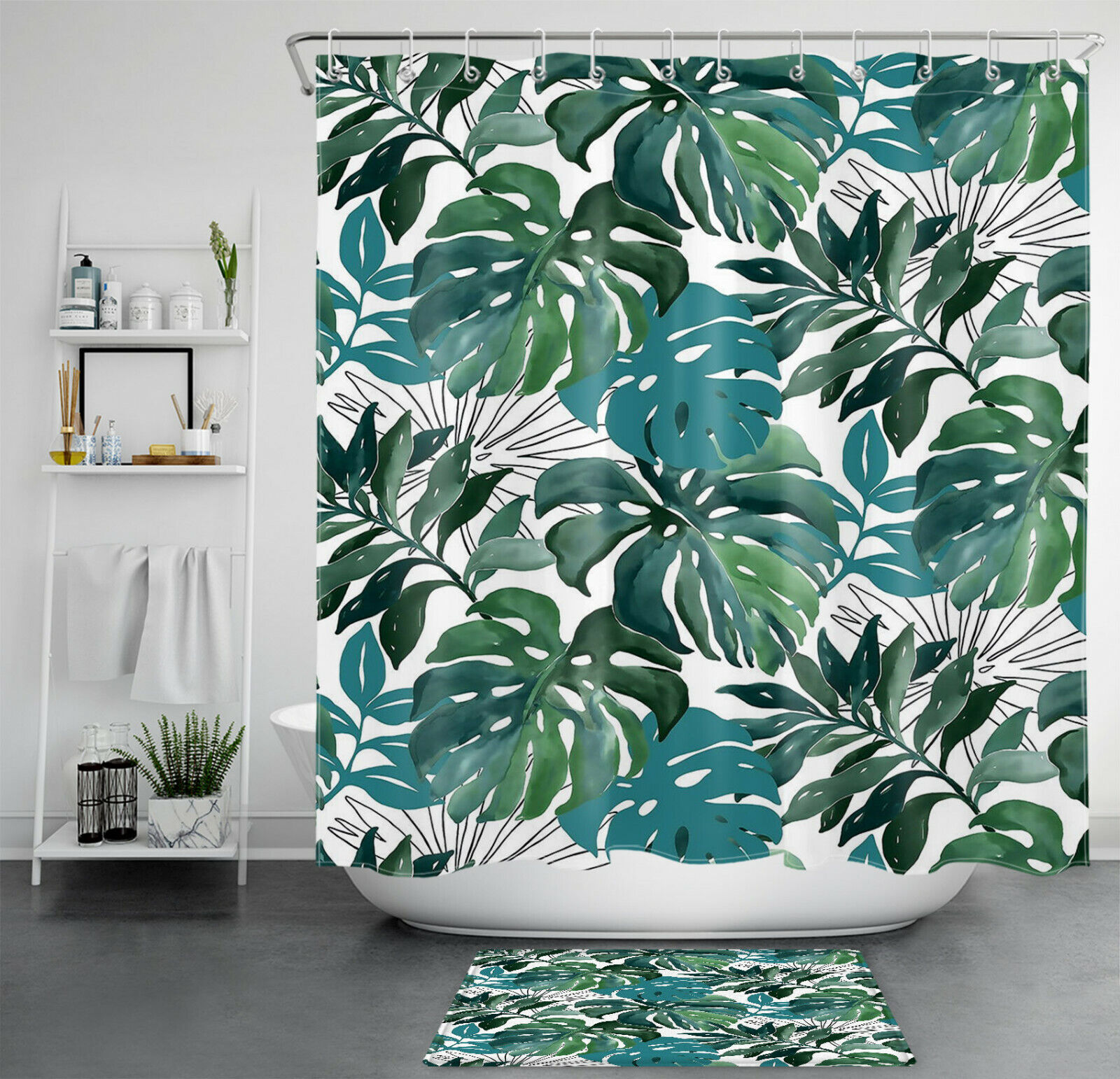 Tropical Paradise Shower Curtain With Hibiscus Flowers