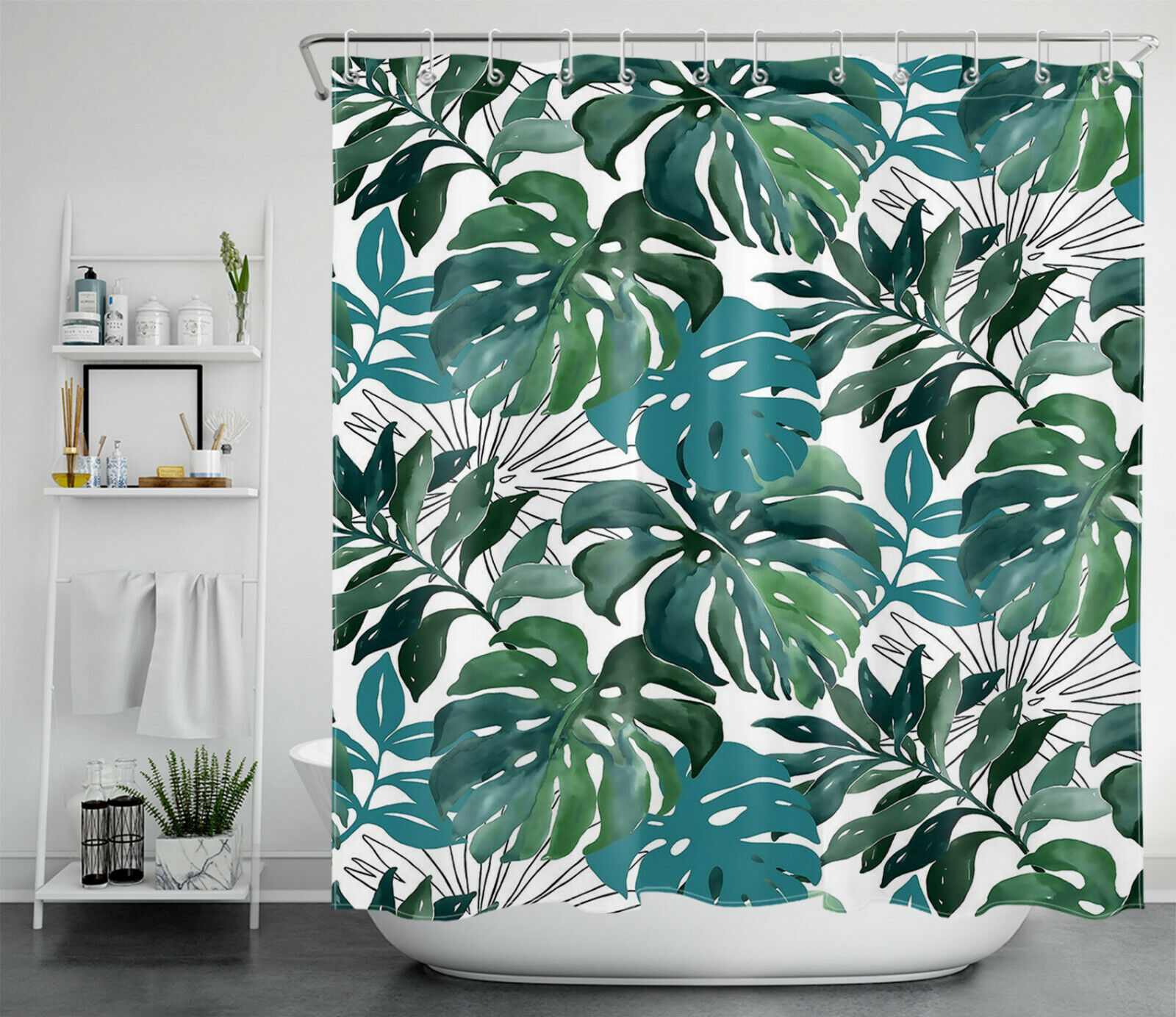 Tropical Paradise Shower Curtain With Hibiscus Flowers - Image 2