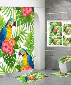 Tropical Parrot Shower Curtain - Bird Lover Bathroom Decor