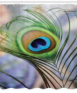 Tropical Peacock Bird Feather Wildlife Colorful Tree Fabric Shower Curtain