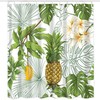 Tropical Pineapple And Plant Pattern Garden Theme Shower Curtain Waterproof