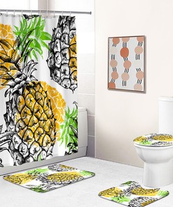 Tropical Pineapple Fruit Waterproof Shower Curtain For Bathroom