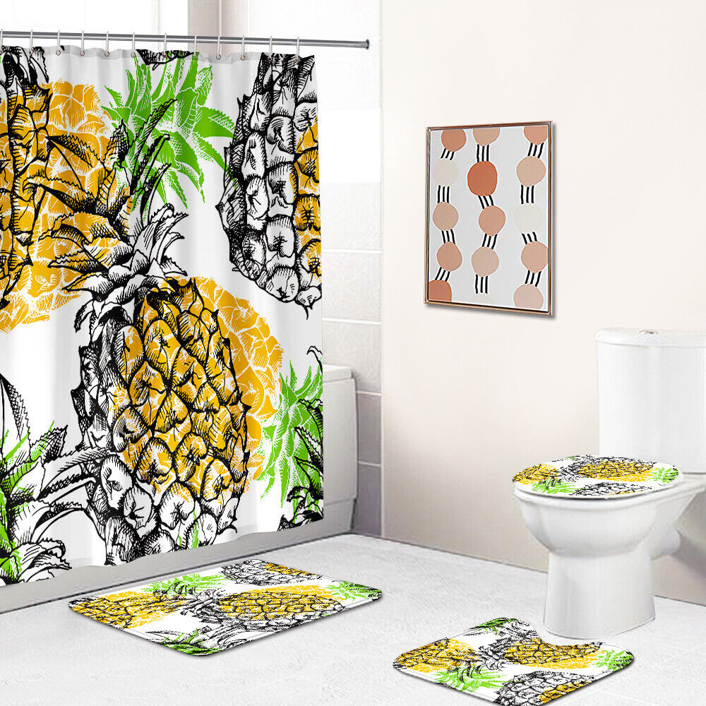 Tropical Pineapple Fruit Waterproof Shower Curtain For Bathroom