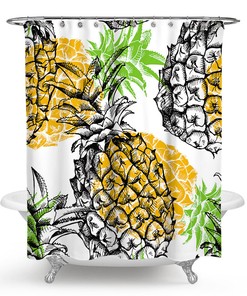 Tropical Pineapple Fruit Waterproof Shower Curtain For Bathroom