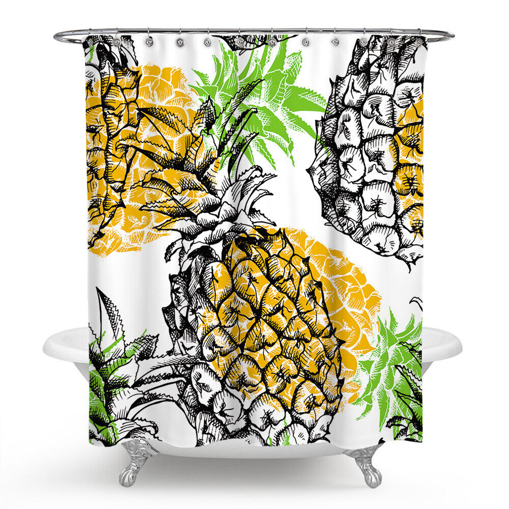 Tropical Pineapple Fruit Waterproof Shower Curtain For Bathroom