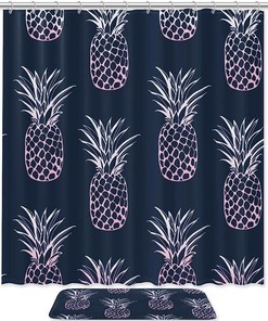 Tropical Pineapple Fruits Shower Curtain for Bathroom Decor
