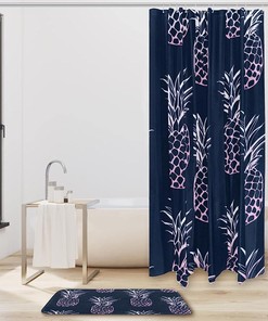 Tropical Pineapple Fruits Shower Curtain for Bathroom Decor