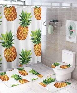 Tropical Pineapple Shower Curtain, Waterproof Bathroom Decor by Vantaso