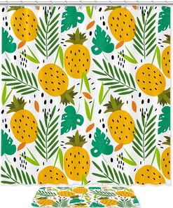 Tropical Pineapples Pattern Shower Curtain adds a Touch of Summer in Your Bathroom
