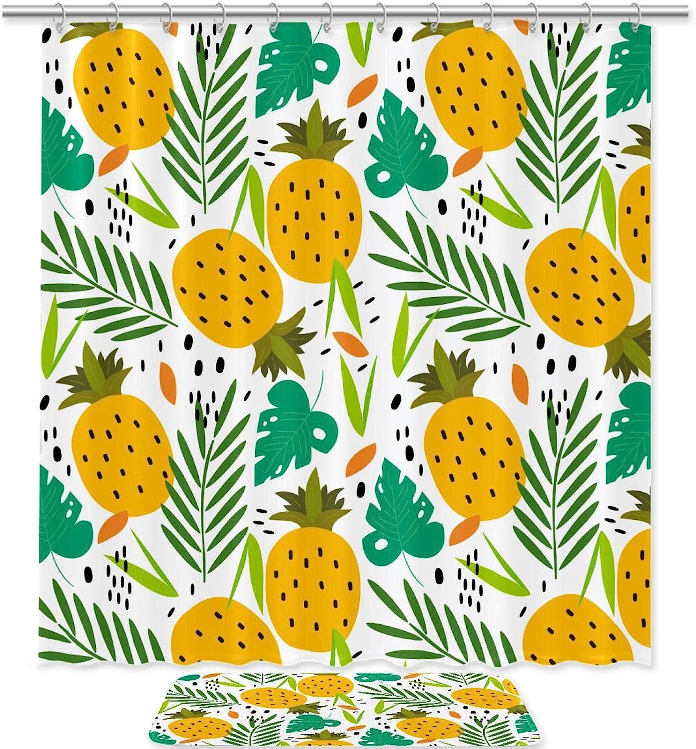 Tropical Pineapples Pattern Shower Curtain adds a Touch of Summer in Your Bathroom