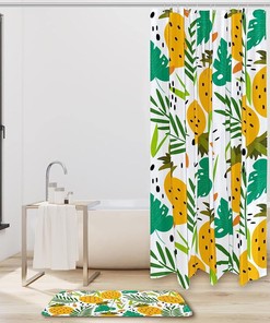Tropical Pineapples Pattern Shower Curtain adds a Touch of Summer in Your Bathroom