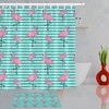 Tropical Pink Flamingo Green Stripes Shower Curtain - 71
