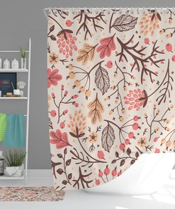 Tropical Pink Floral Shower Curtain with Boho Vibes for Your Bathroom