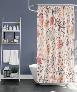 Tropical Pink Floral Shower Curtain with Boho Vibes for Your Bathroom