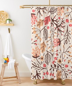 Tropical Pink Floral Shower Curtain with Boho Vibes for Your Bathroom